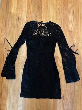 Express Black Lace Long-Sleeve Mini Dress